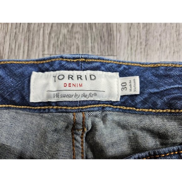 Torrid Jeans Womens 30 Medium Wash Distressed Stretch Ripped Plus Size Skinny - Picture 4 of 12